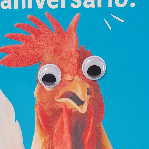 Cartão De Aniversário Infantil - FRANGO DIVERTIDO (googly eyes)