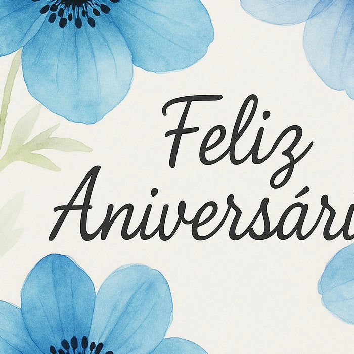 Cartão De Aniversário - FLORAL AZUL