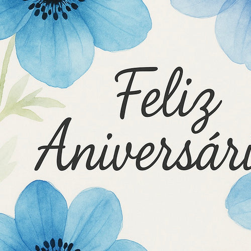 Cartão De Aniversário - FLORAL AZUL