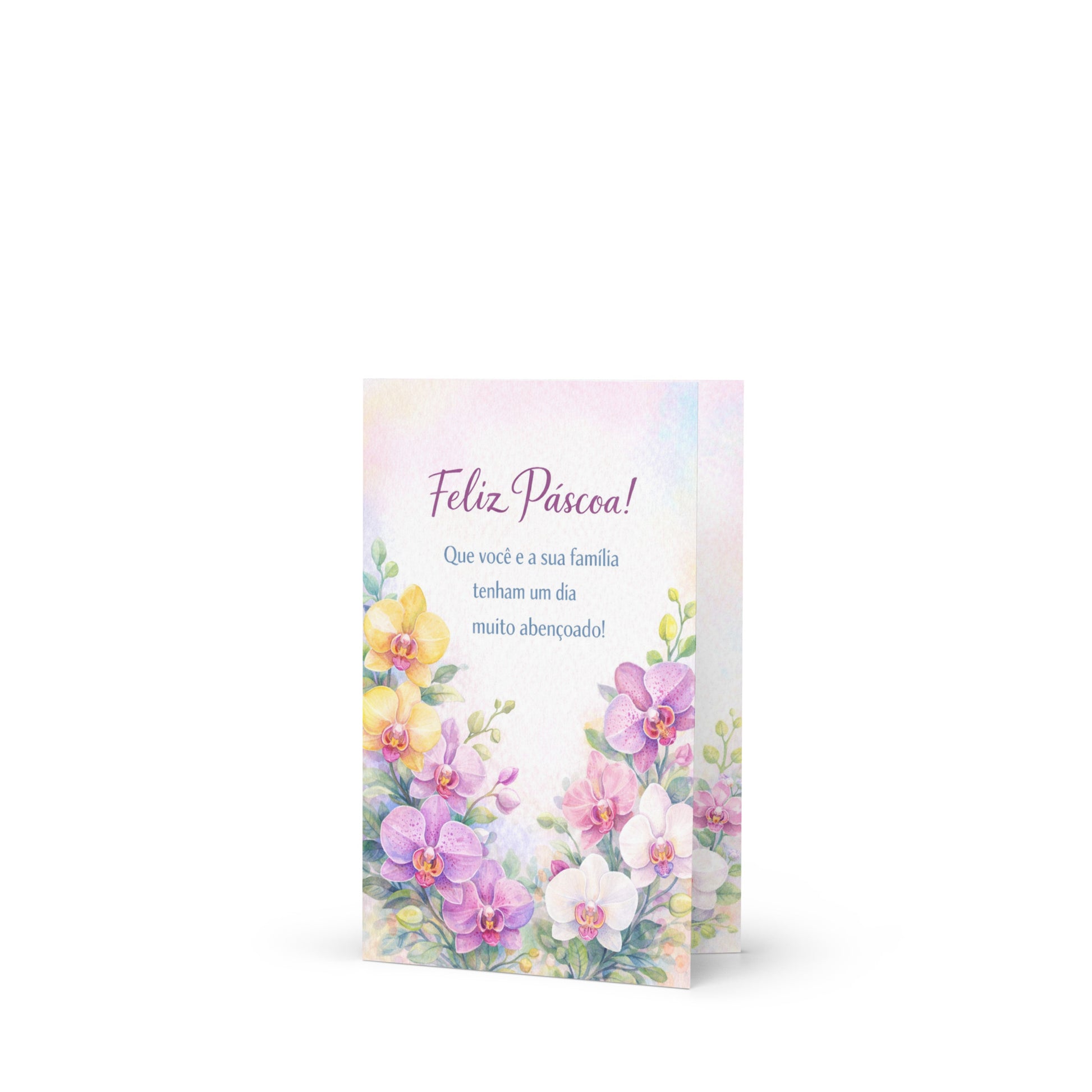 Cartão de Páscoa Floral Aquarelado A5 (14,8 x 21 cm) – Feliz Páscoa | Loucos por Cartões
