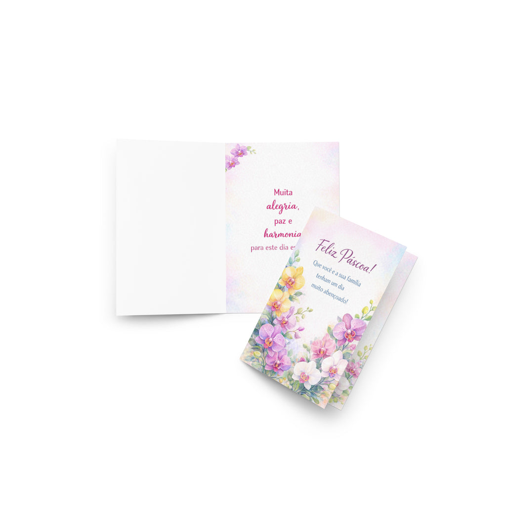 Cartão de Páscoa Floral Aquarelado A5 (14,8 x 21 cm) – Feliz Páscoa | Loucos por Cartões