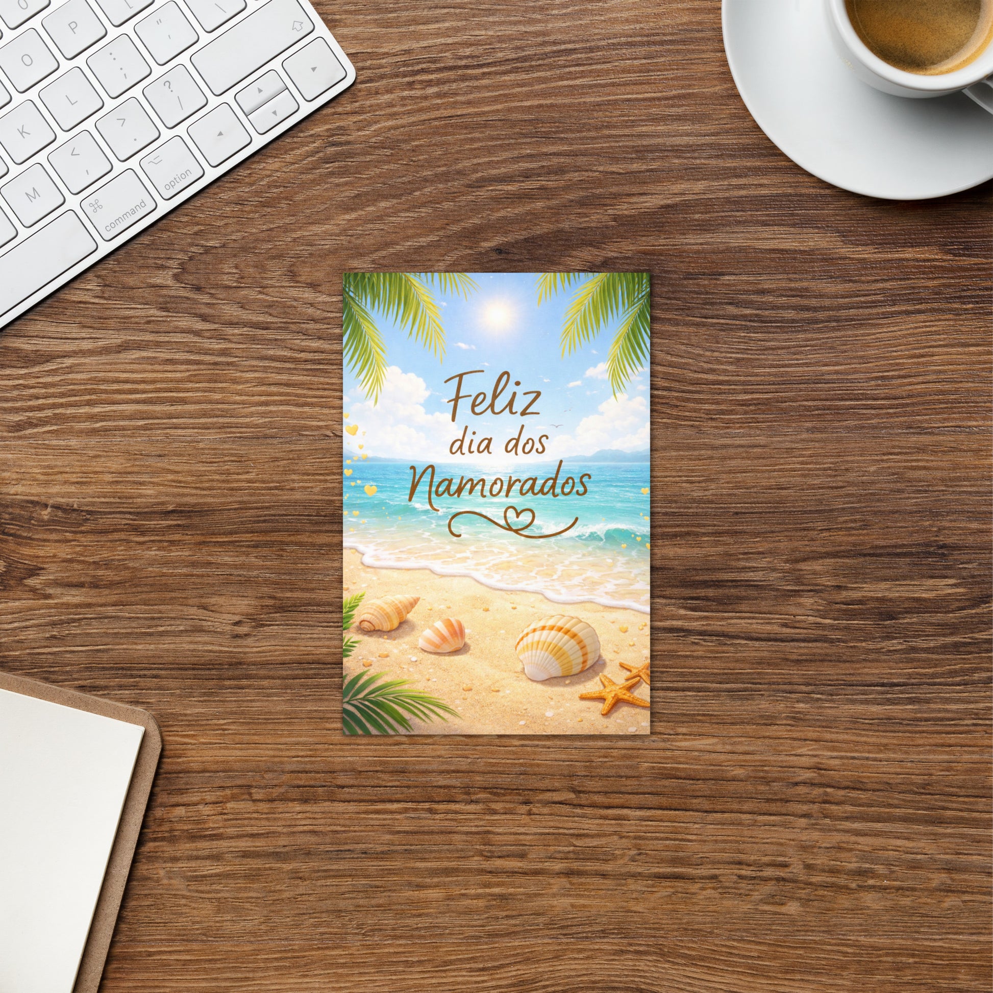 Cartão de Dia dos Namorados Praia A5 (14,8 x 21 cm) – Feliz Dia dos Namorados | Loucos por Cartões