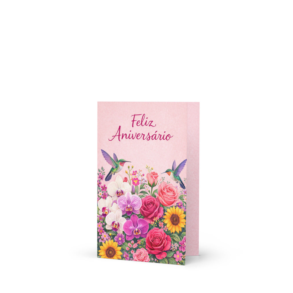 Cartão de Aniversário Floral A5 (14,8 x 21 cm) – Feliz Aniversário | Loucos por Cartões