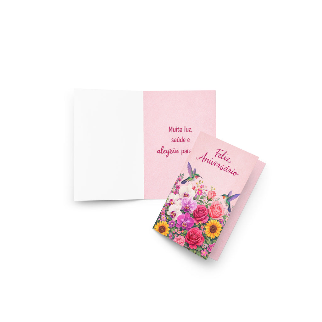 Cartão de Aniversário Floral A5 (14,8 x 21 cm) – Feliz Aniversário | Loucos por Cartões