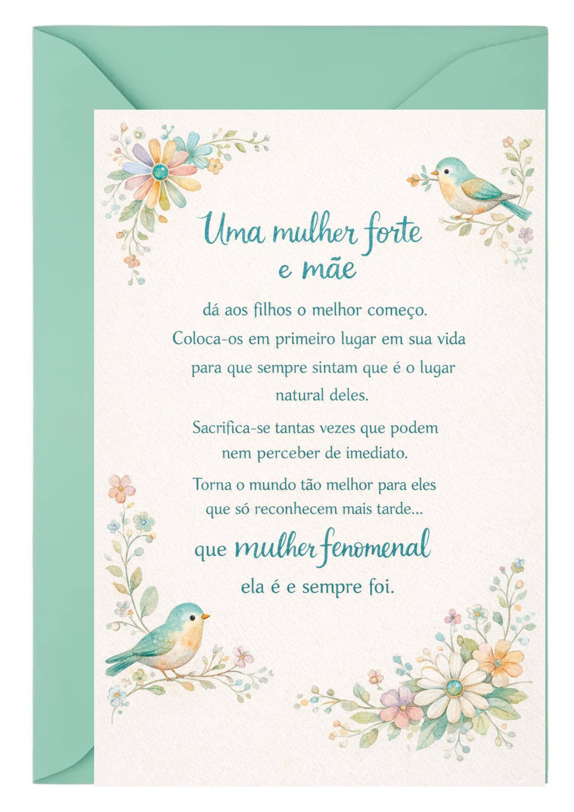 Cartão para Mãe A5 (14,8 x 21 cm) – Mulher Forte e Mãe Fenomenal | Loucos por Cartões