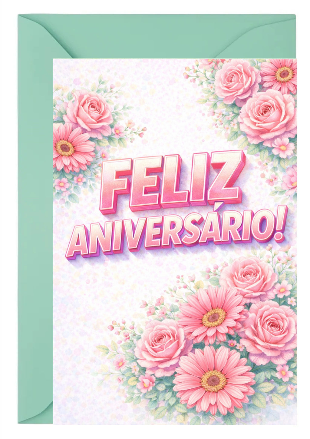 Cartão de Aniversário Floral A5 (14,8 x 21 cm) – Feliz Aniversário | Loucos por Cartões
