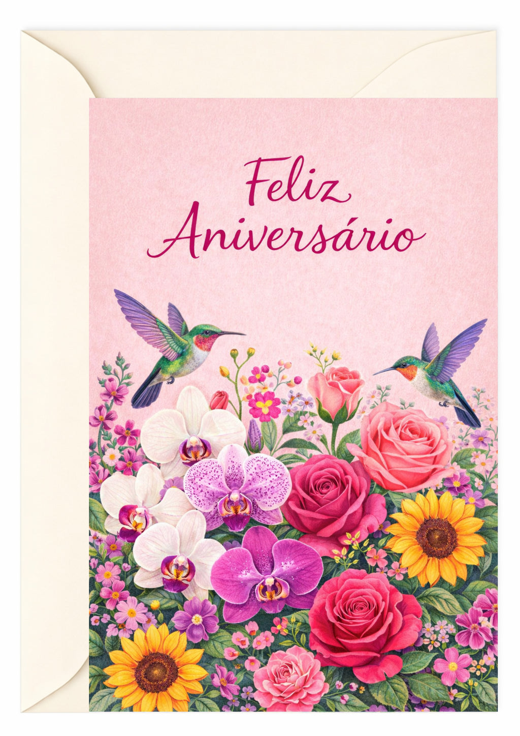 Cartão de Aniversário Floral A5 (14,8 x 21 cm) – Feliz Aniversário | Loucos por Cartões