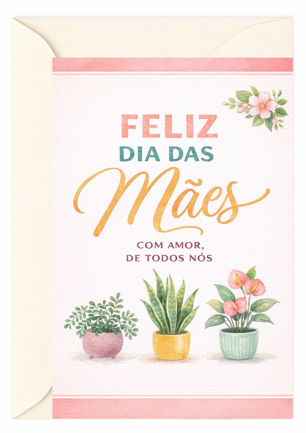 Cartão de Dia das Mães Floral A5 (14,8 x 21 cm) – Com Amor, de Todos Nós | Loucos por Cartões