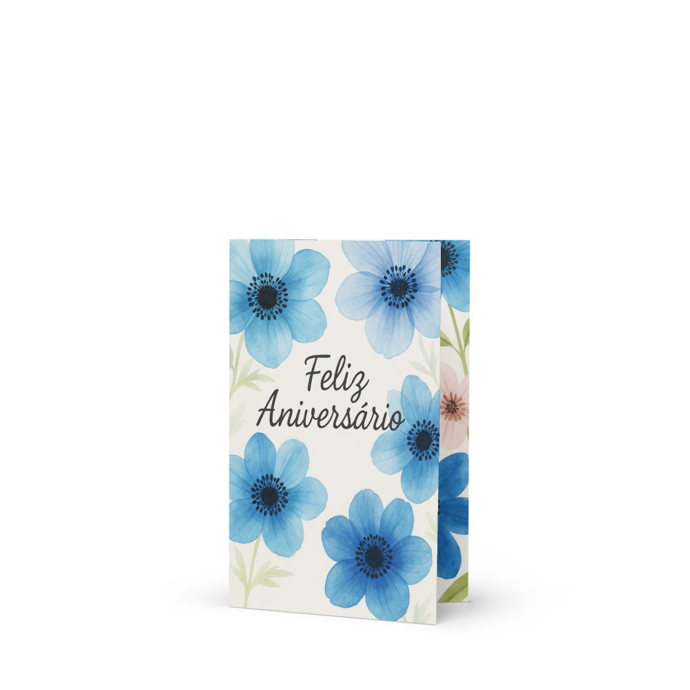 Cartão De Aniversário - FLORAL AZUL