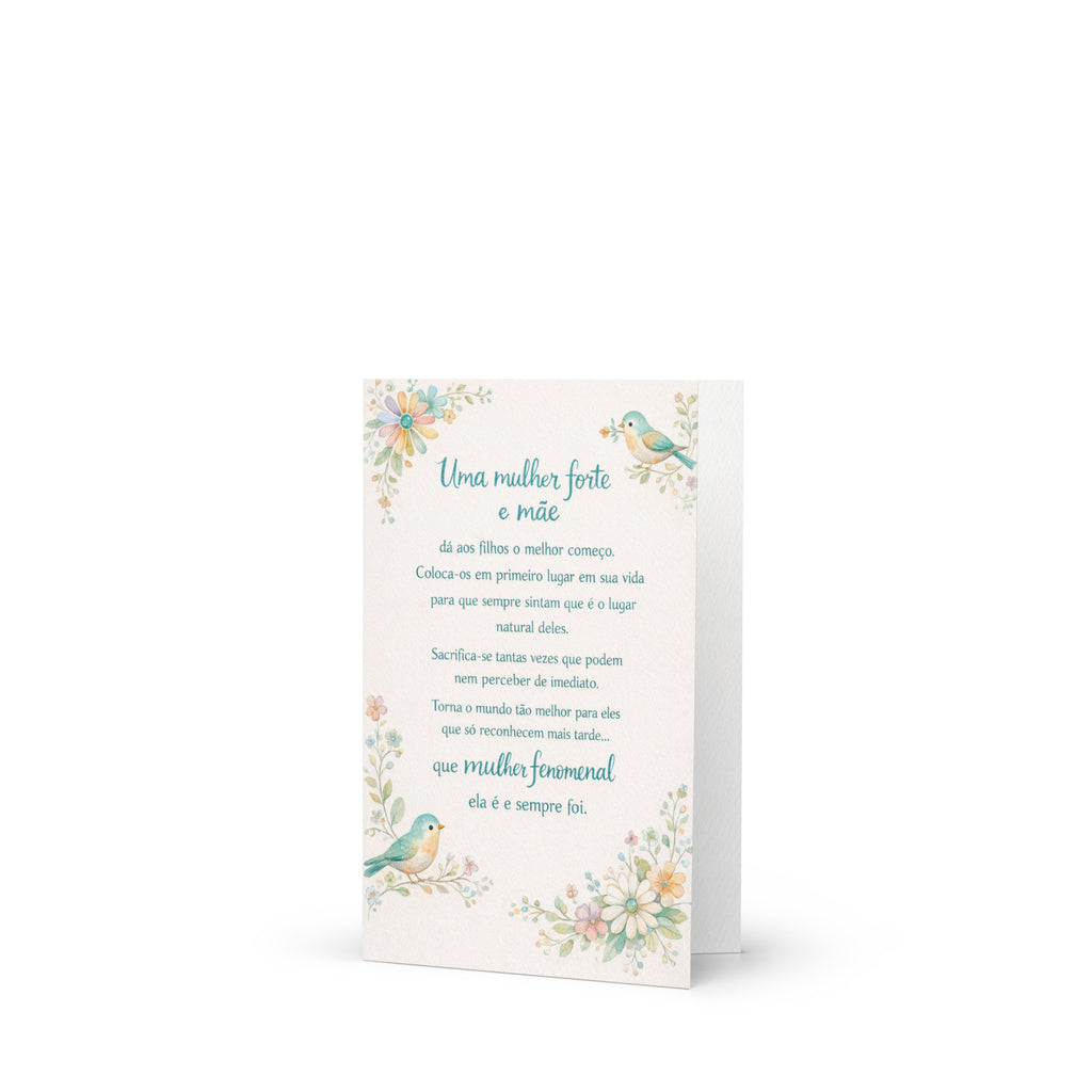 Cartão para Mãe A5 (14,8 x 21 cm) – Mulher Forte e Mãe Fenomenal | Loucos por Cartões