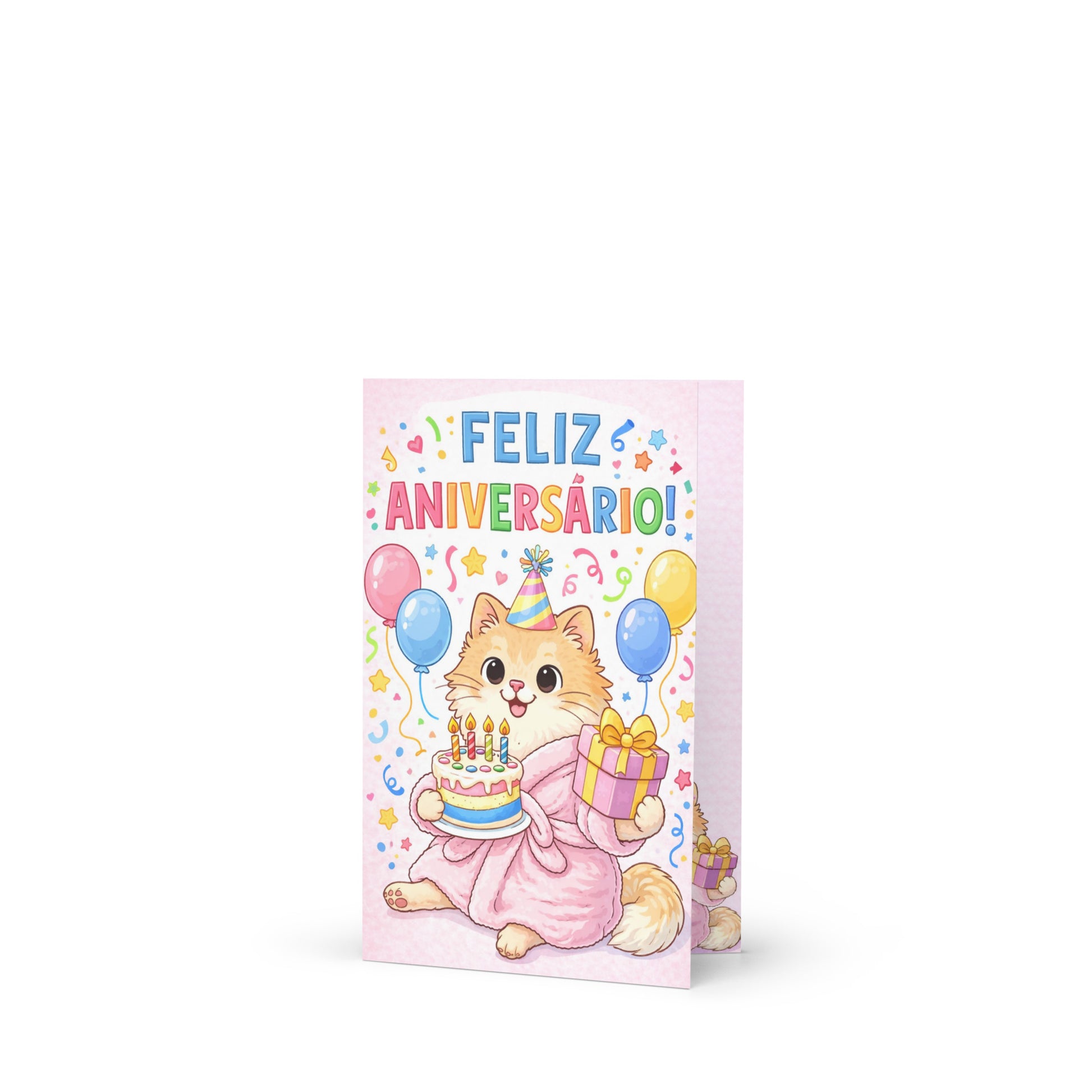 Cartão de Aniversário Gatinho A5 (14,8 x 21 cm) – Feliz Aniversário | Loucos por Cartões