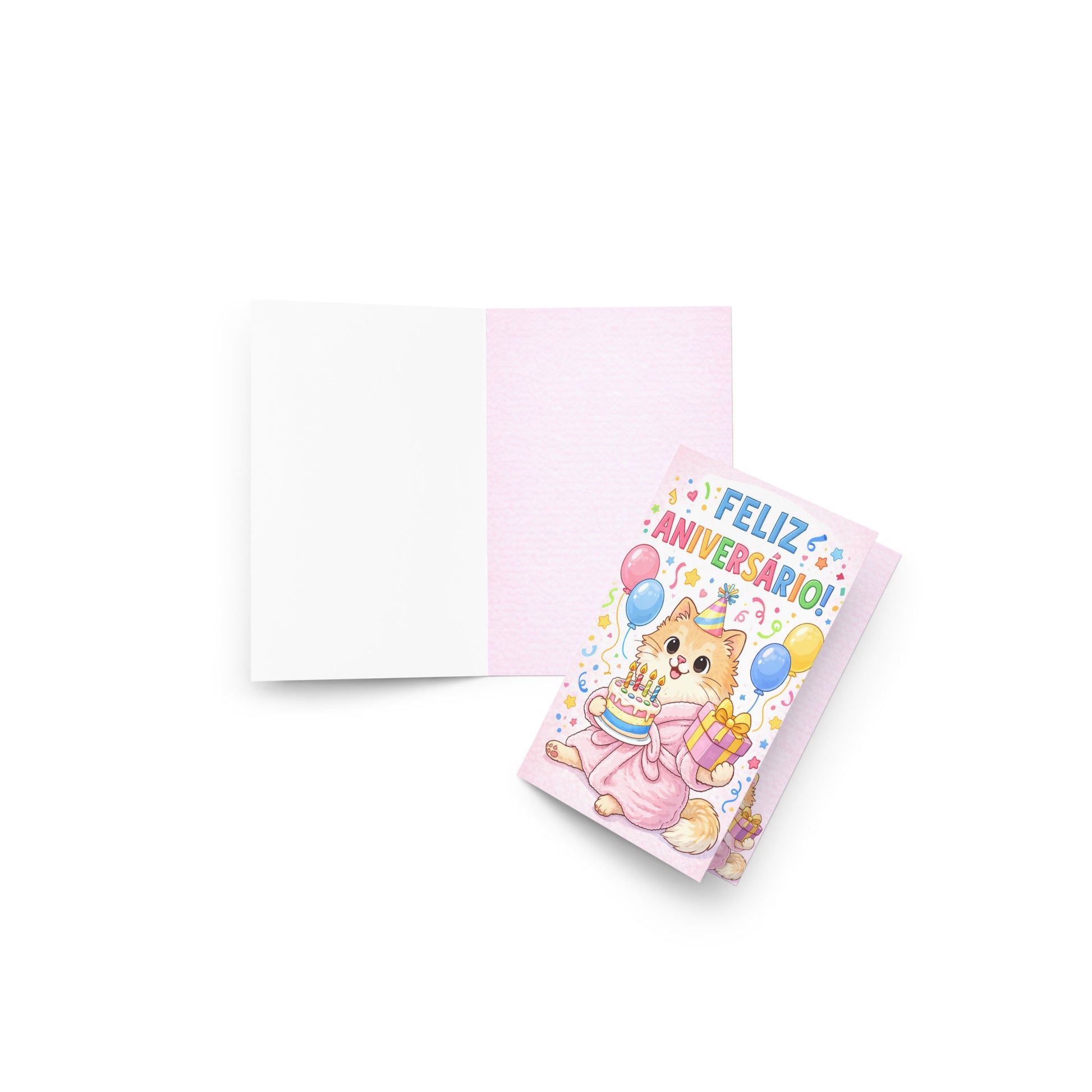 Cartão de Aniversário Gatinho A5 (14,8 x 21 cm) – Feliz Aniversário | Loucos por Cartões
