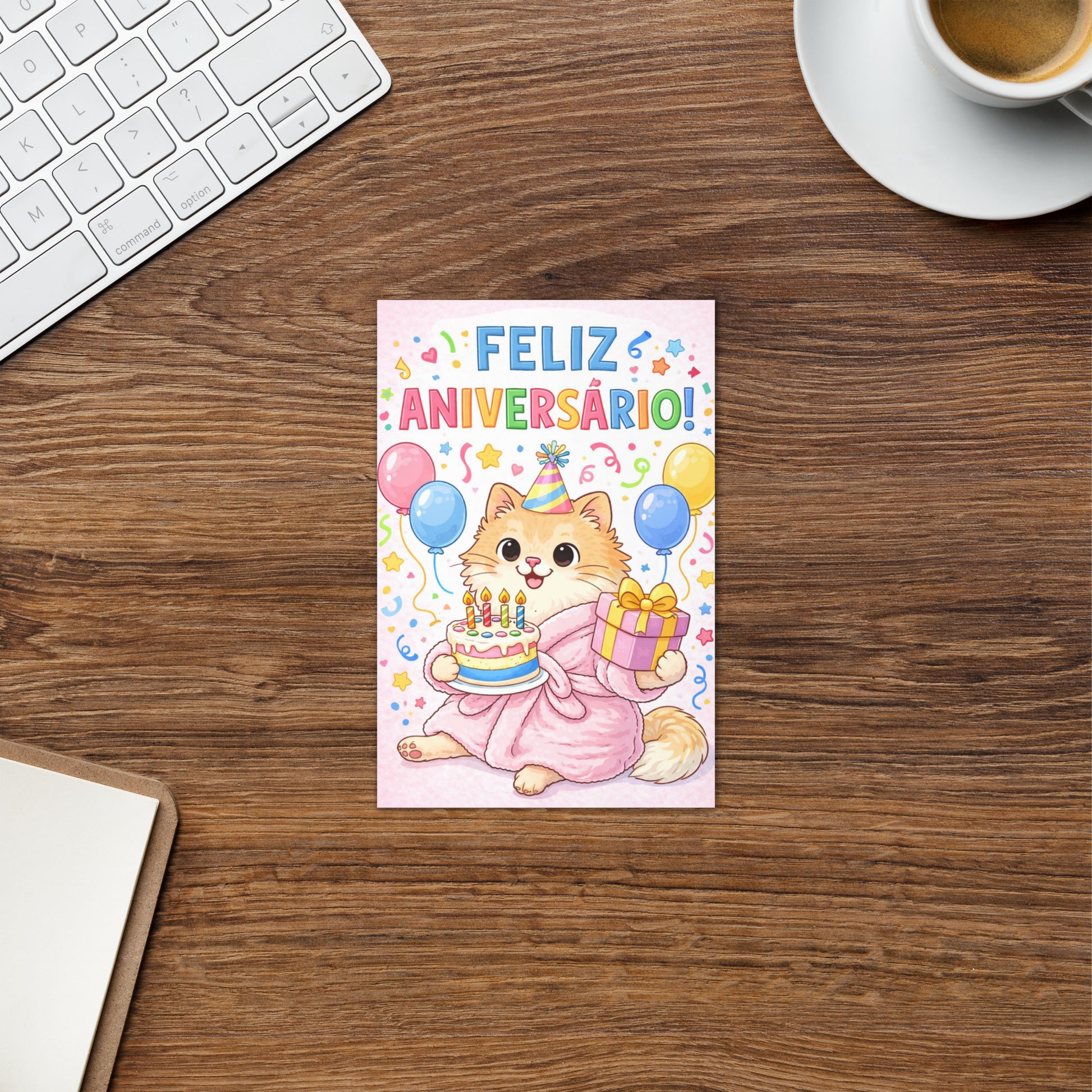 Cartão de Aniversário Gatinho A5 (14,8 x 21 cm) – Feliz Aniversário | Loucos por Cartões