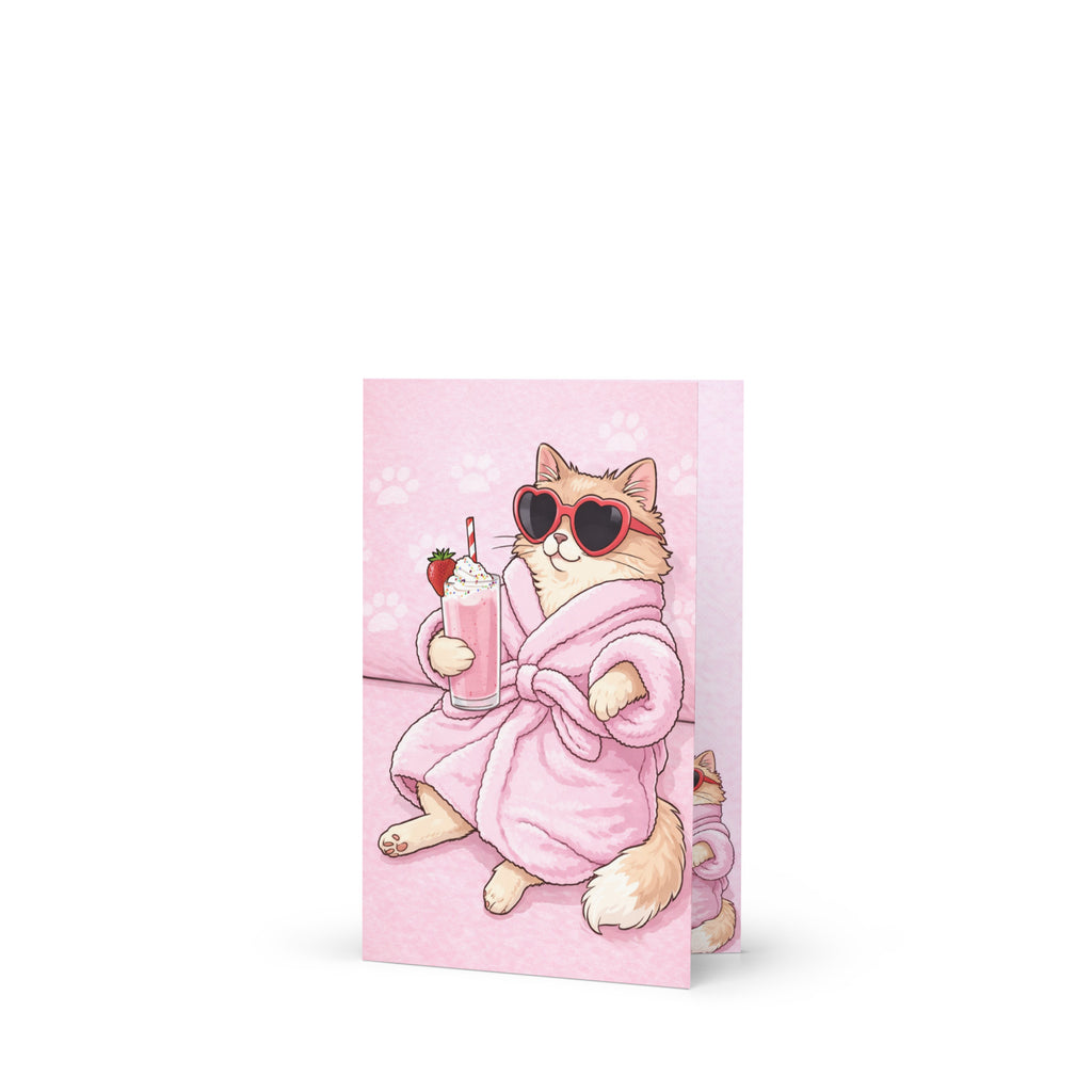 Cartão de Aniversário Ilustrado Gatinho Fashion A5 (14,8 x 21 cm) – Loucos por Cartões